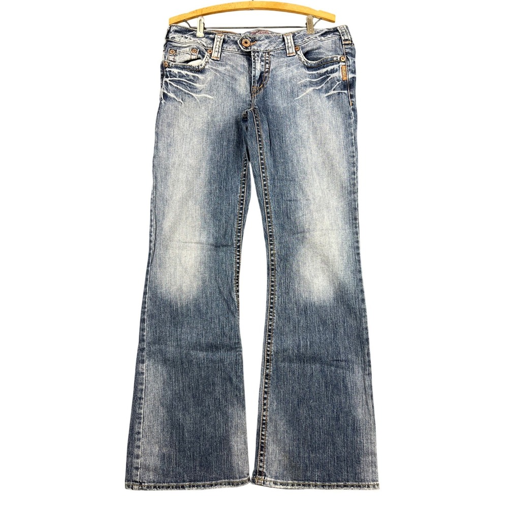 Silver Jeans Emily Women 27x33 Low Rise Bootcut Blue Distressed Denim Jeans Good